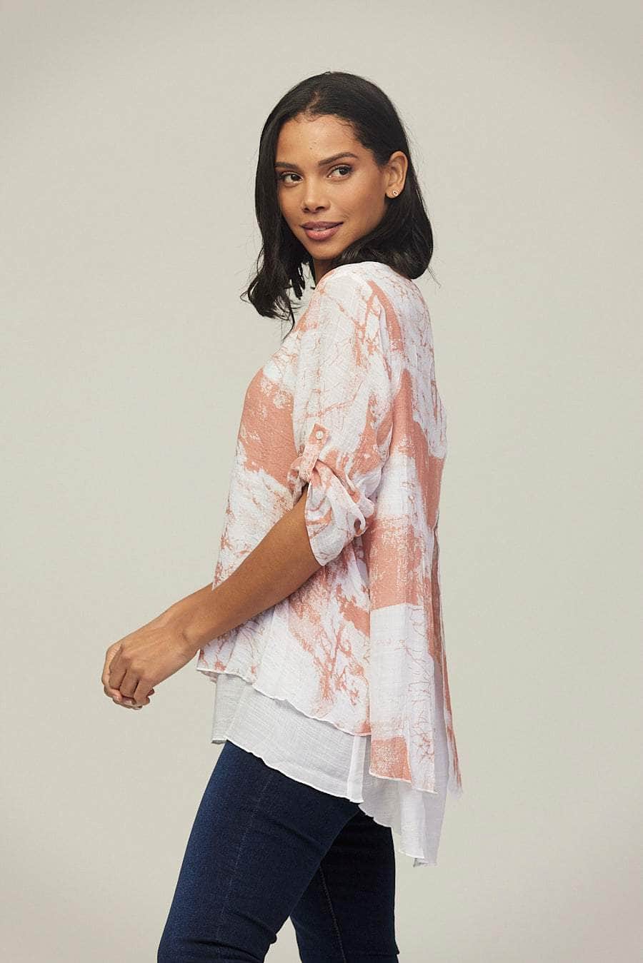 Saloos Top Saloos Lightweight Double Layer Top with Necklace