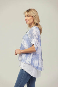 Saloos Top Saloos Lightweight Double Layer Top with Necklace