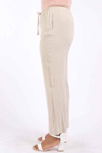 Saloos Trousers 10 / Natural Essential Textured Wide-Leg Trousers