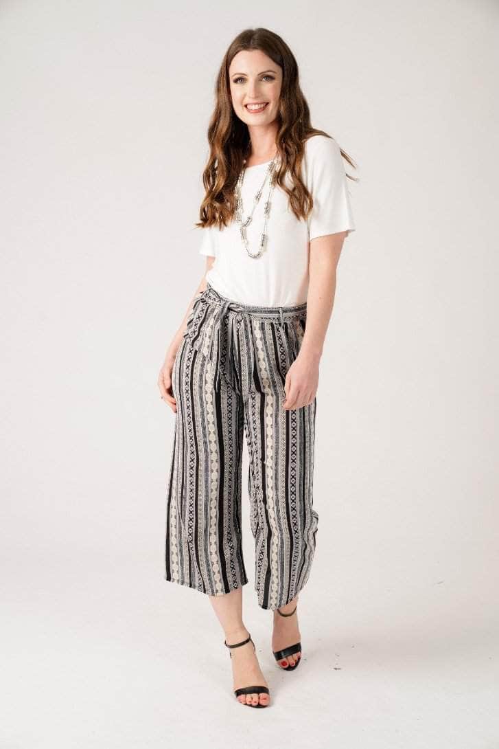 Saloos Trousers 12 Wide-Leg Cropped Trousers with MockTies