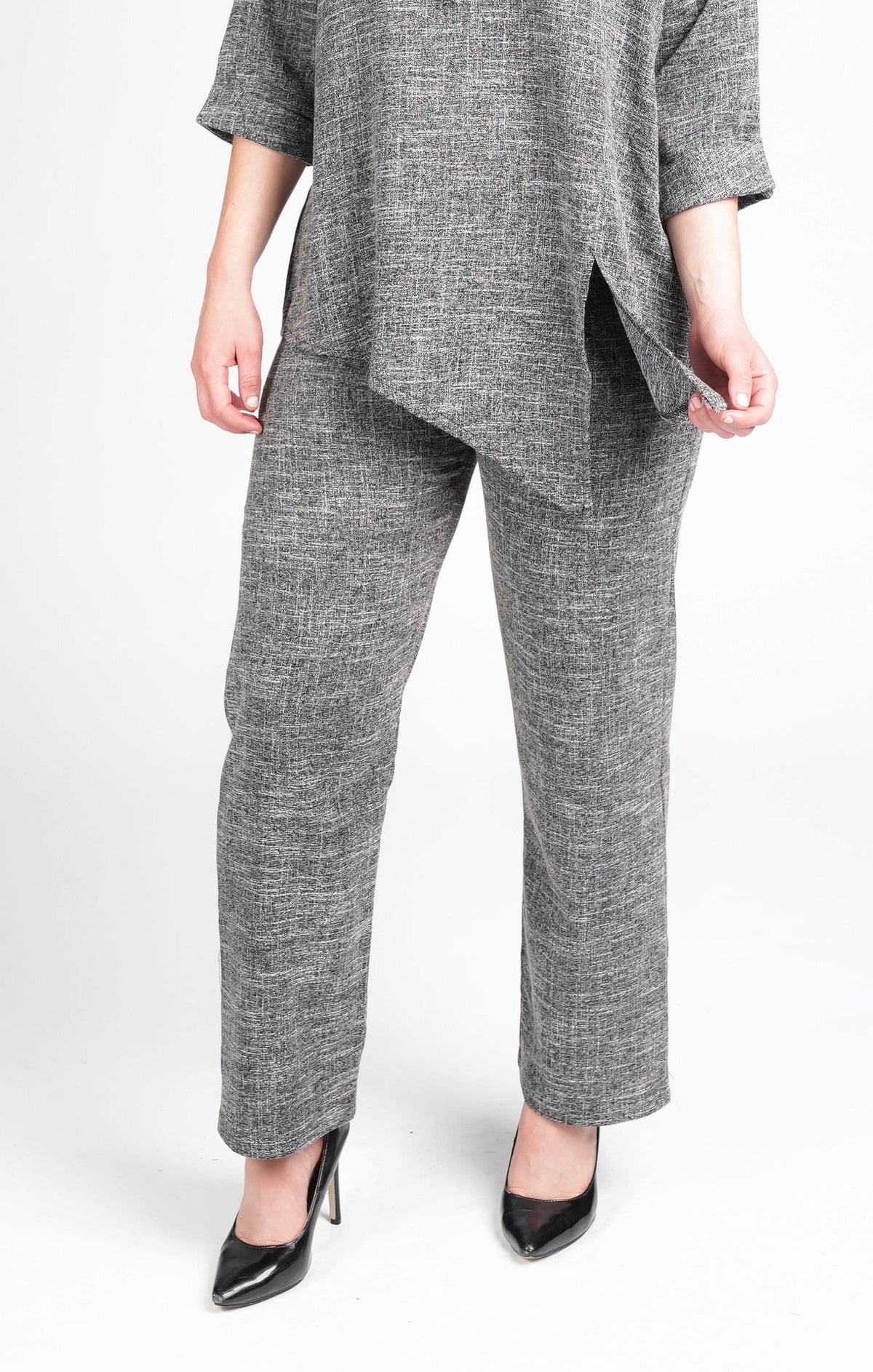 Saloos Trousers Grey / 12 Textured Mock Tie Trousers