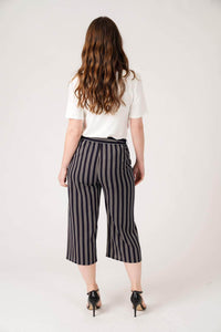 Saloos Trousers Stripy Design Wide Leg Cropped Trousers