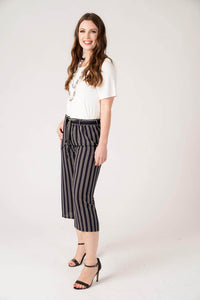 Saloos Trousers Stripy Design Wide Leg Cropped Trousers