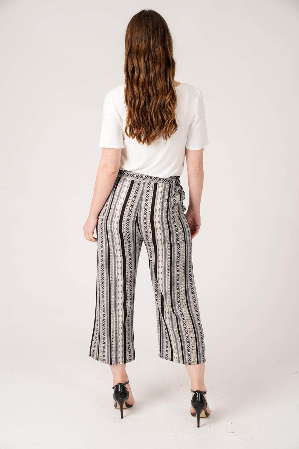 Saloos Trousers Wide-Leg Cropped Trousers with MockTies