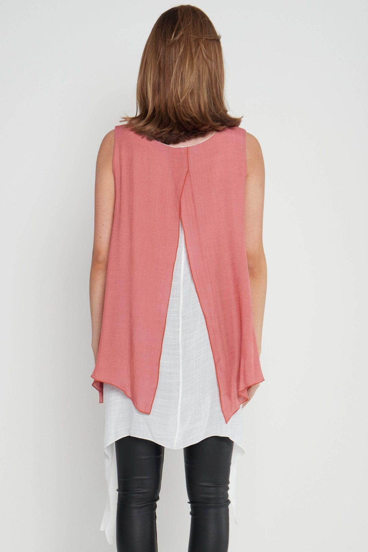 Saloos Tunic Double-Layered Tunic Top with Necklace